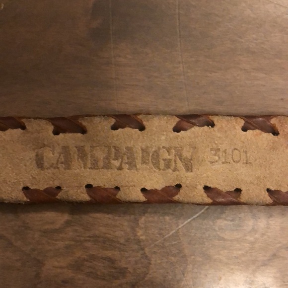 Campaign leather belt with real wood buckle - Picture 5 of 9